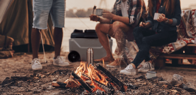 Campfire in front on an IcyBreeze cooler